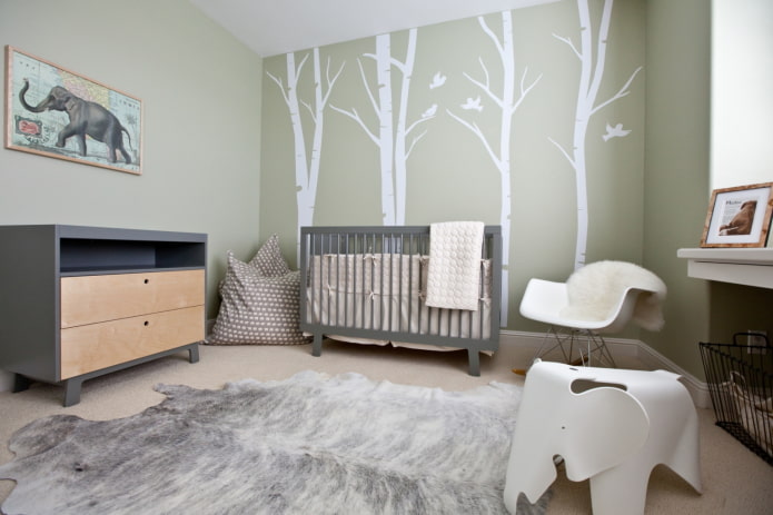 dekorative Gestaltung des Kinderzimmers im nordischen Stil