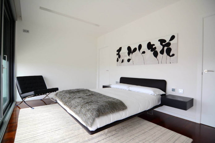 decor in the bedroom in high-tech style