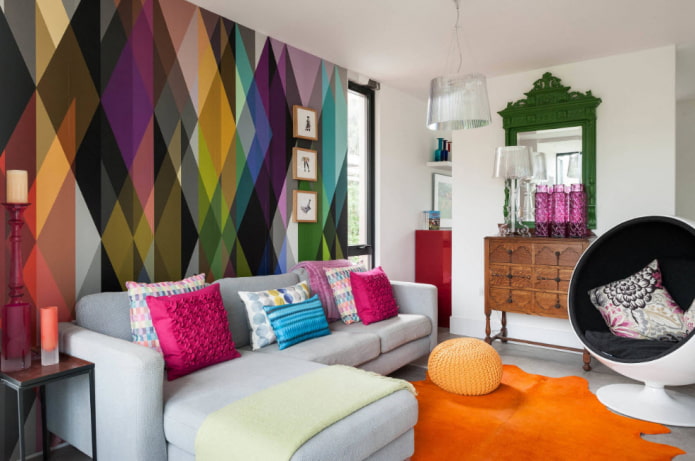 textiles in the interior in eclectic style