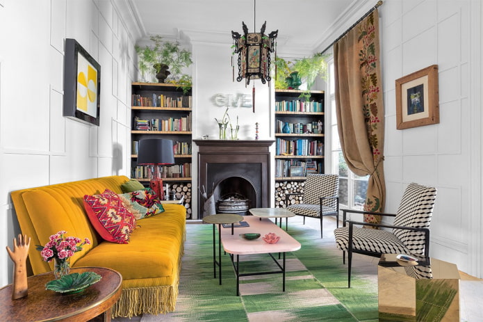 furnishings in the interior in eclectic style