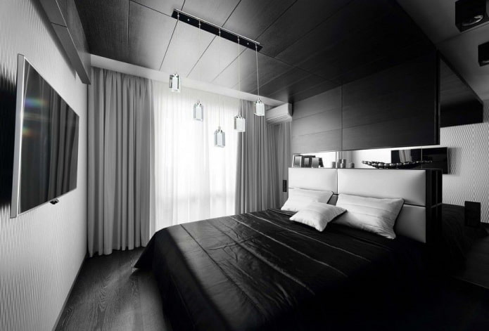 finishing the bedroom in black and white