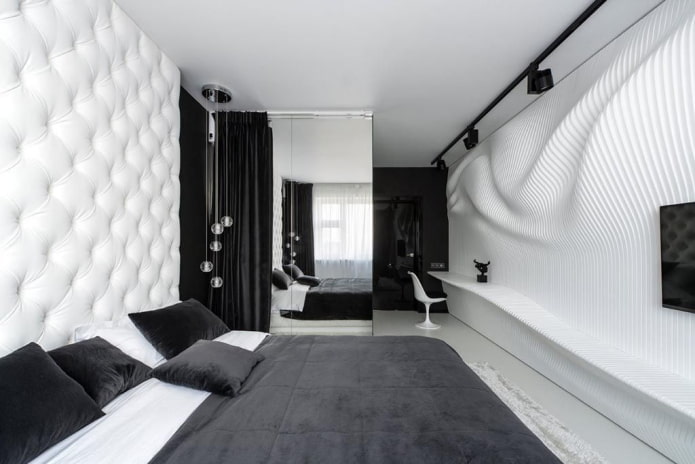 finishing the bedroom in black and white