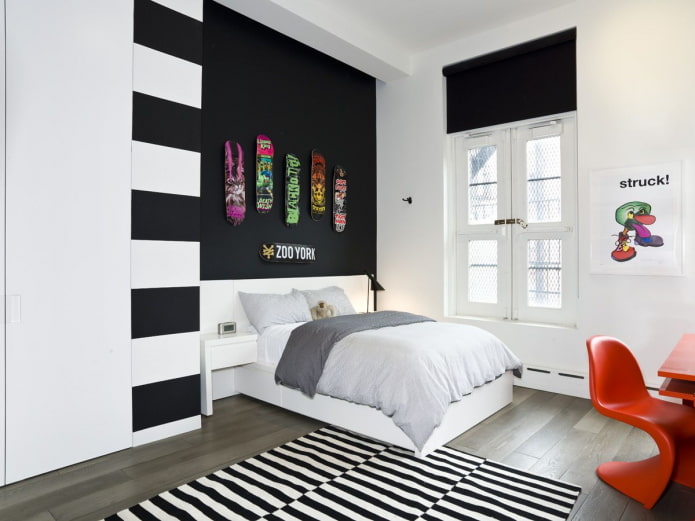 bedroom interior design in black and white