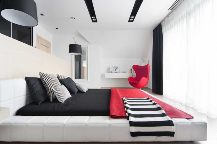 bedroom interior design in black and white