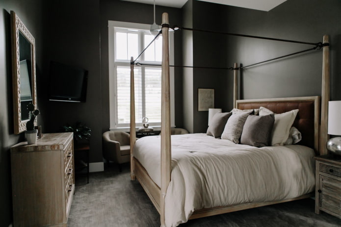 bedroom interior design in black colors