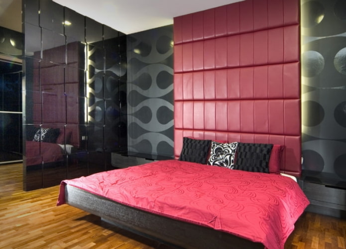 црна и ружичаста спаваћа соба