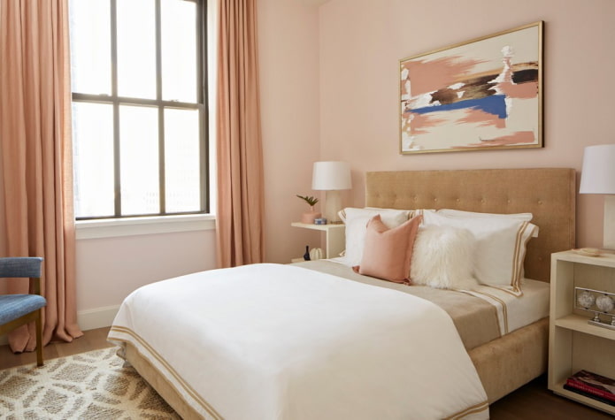 bedroom interior in pink tones