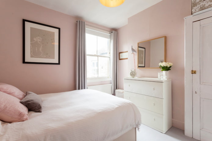 bedroom interior in pink tones