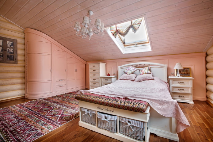 rózsaszín hálószoba provence stílusban