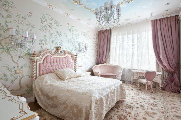 ружичаста спаваћа соба у класичном стилу