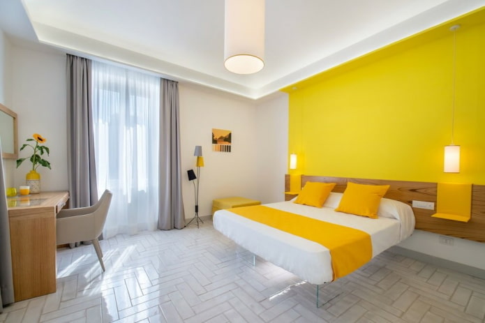 combination of colors in the interior of the bedroom