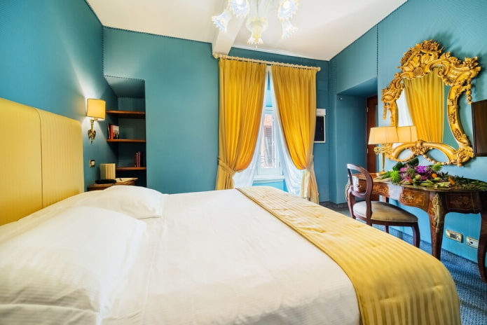 combination of colors in the interior of the bedroom