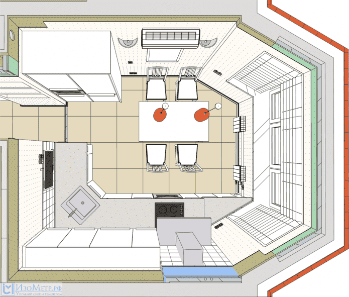 kitchen layout with bay window