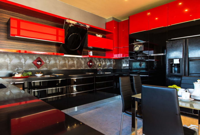 Kitchen with black appliances