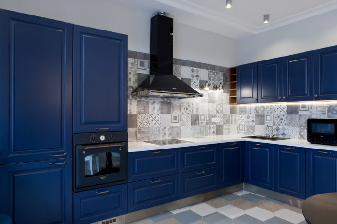 kitchen interior in blue tones