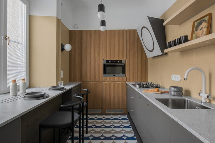 Dekoration der Küche im Stil der Moderne