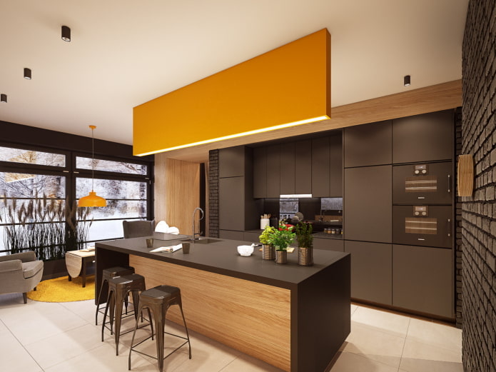set in the interior of the kitchen in modern style