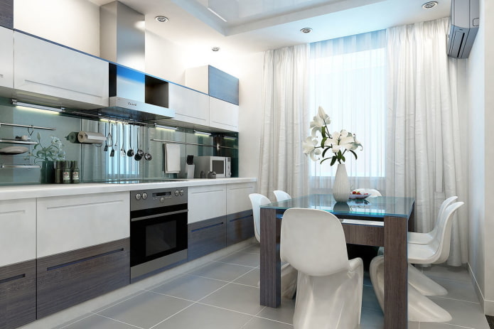 design of the dining group in the kitchen in modern style