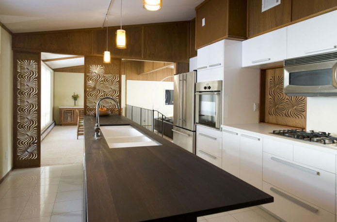 set in the interior of the kitchen in modern style