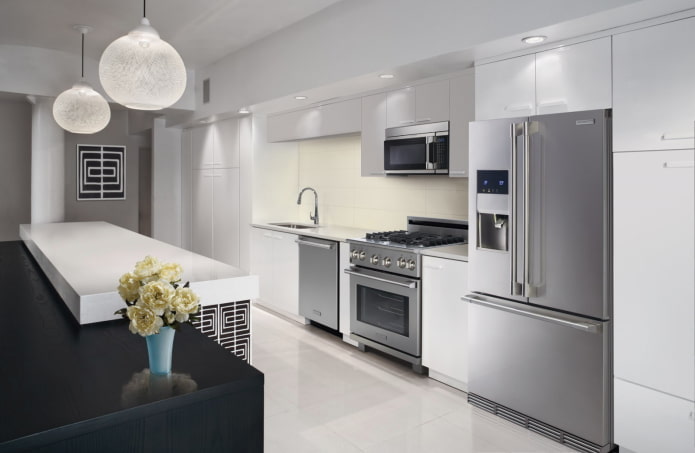 household appliances in the interior of the kitchen in modern style