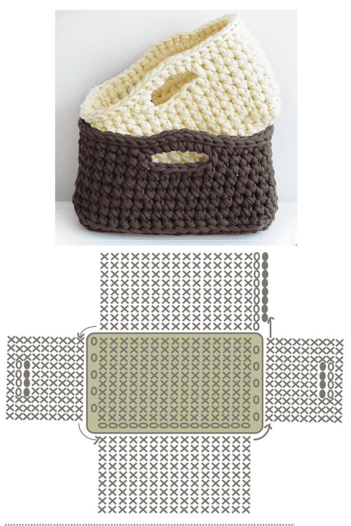 Rectangular basket with handles