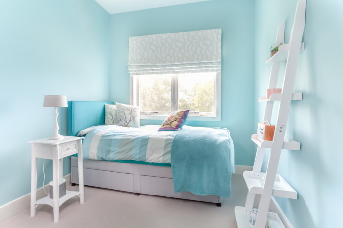 shades of blue in the interior of a children's room