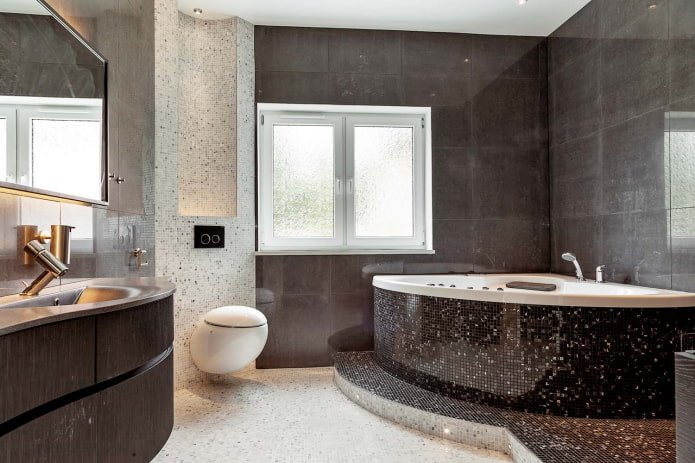 double corner mosaic bathtub