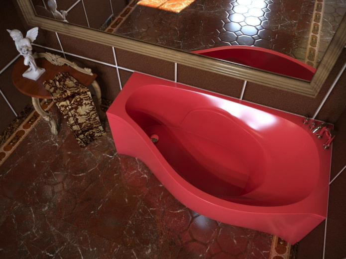 Red corner bathtub