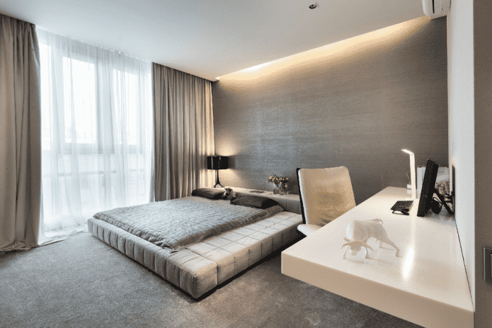 шема боја спаваће собе у минималистичком стилу