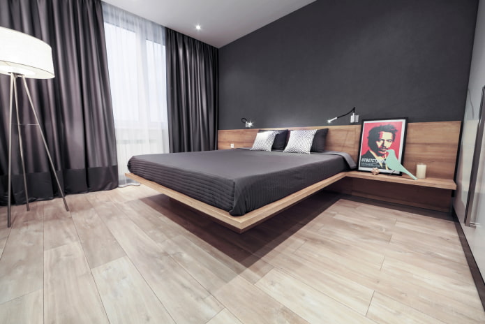 Veredelung des Schlafzimmers in einem minimalistischen Stil