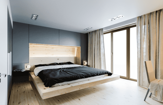 текстил у унутрашњости спаваће собе у минималистичком стилу