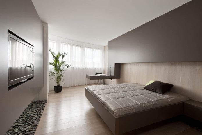 Farbgestaltung des Schlafzimmers im minimalistischen Stil