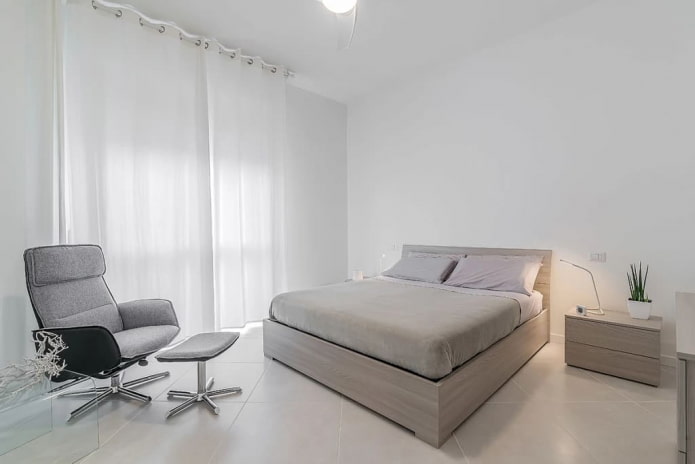 Einrichtung im Schlafzimmer Interieur im minimalistischen Stil