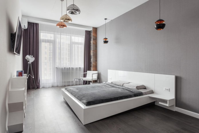 lighting in the bedroom interior in a minimalistic style