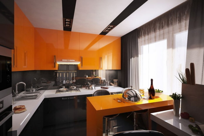 sarok konyha narancssárga színben