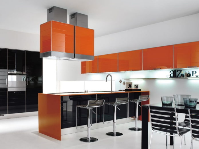 дизајн ентеријера кухиње у наранџастим бојама