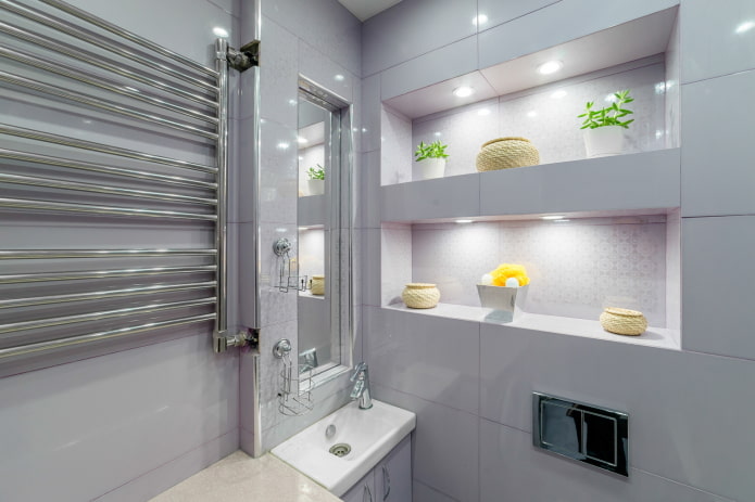 zone lighting in the interior of the bathroom