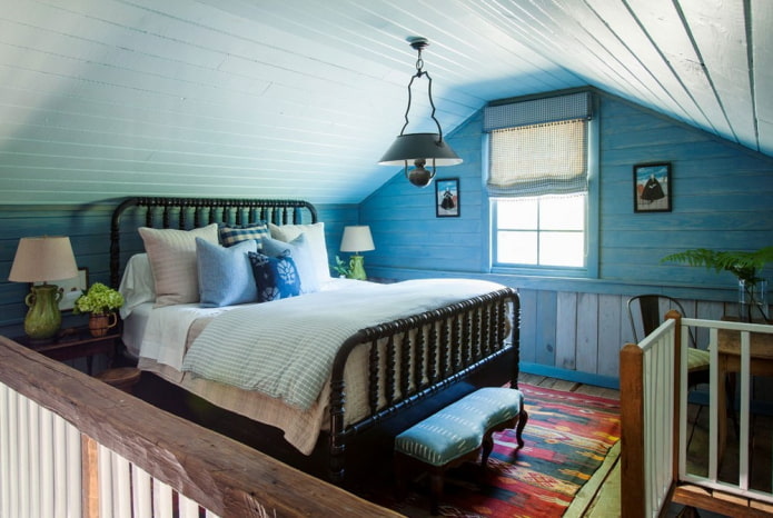การออกแบบภายในห้องนอนสีฟ้า