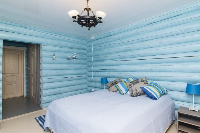 การออกแบบภายในห้องนอนสีฟ้า