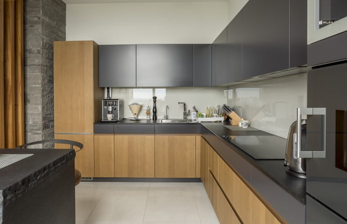 kitchen interior in gray-brown tones