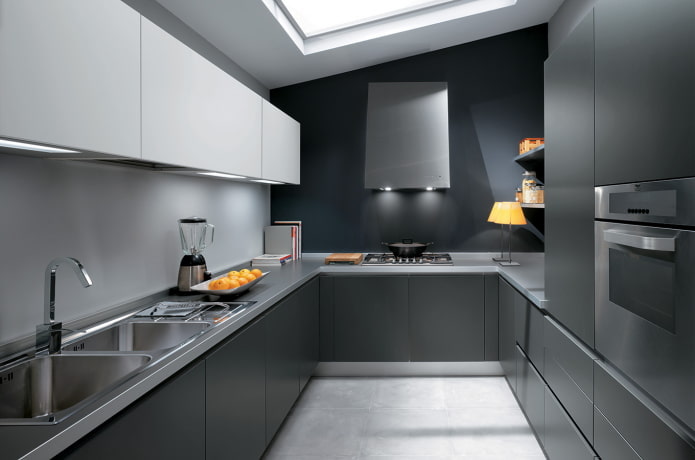 kitchen interior in dark gray
