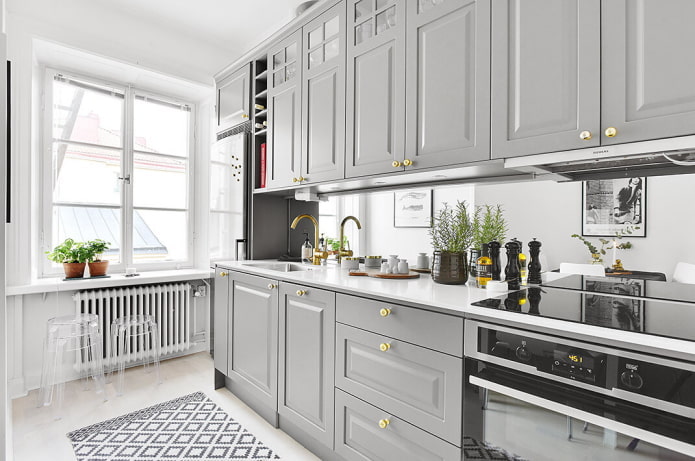 kitchen interior in light gray