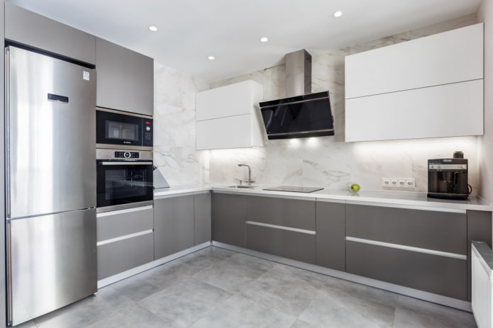 kitchen interior in light gray