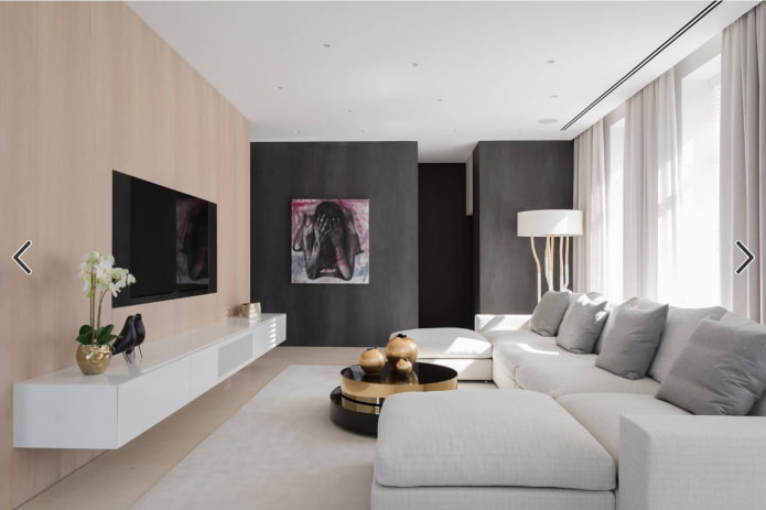 decor and lighting in the living room in a minimalist style