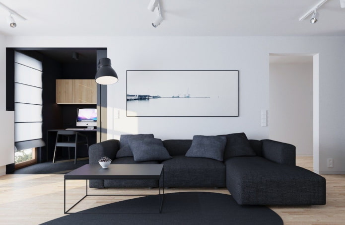 a nappali berendezése minimalista stílusban
