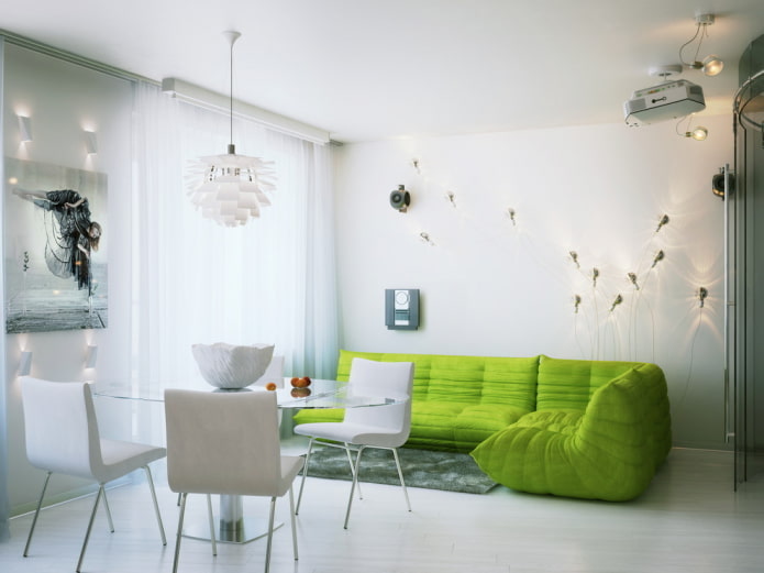 nappali belsőépítészet fehér színben