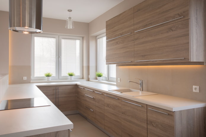 kitchen interior in light brown colors