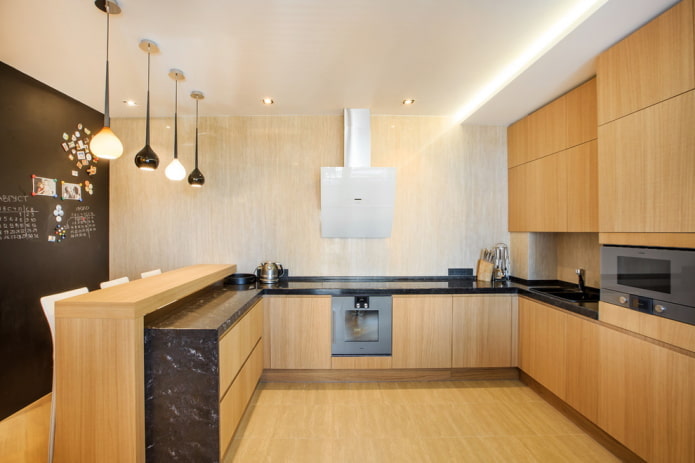 kitchen interior in light brown colors