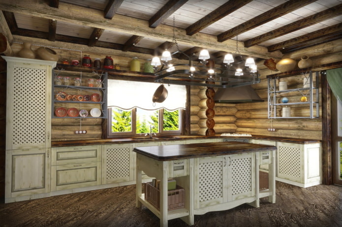 rustic kitchen in the interior of the house
