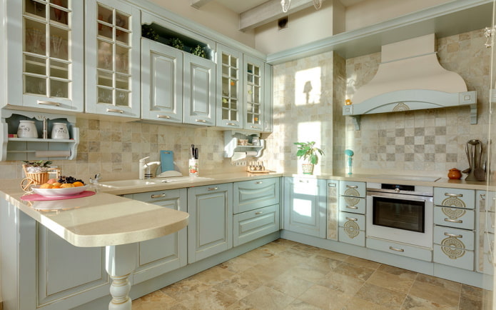 furnishings in the interior of the kitchen in Provencal style